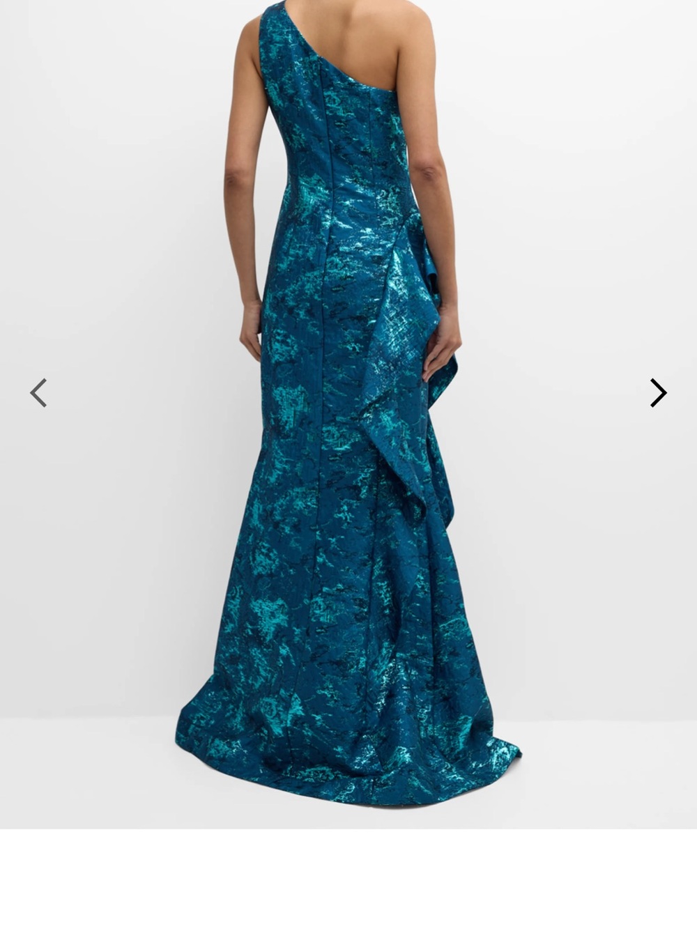 BNWT!!! Gorgeous Teri Jon One-Shoulder Teal Blue Jacquard Gown